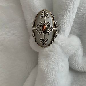 Carolyn Pollack Sterling, Brass,White Calcite Ring